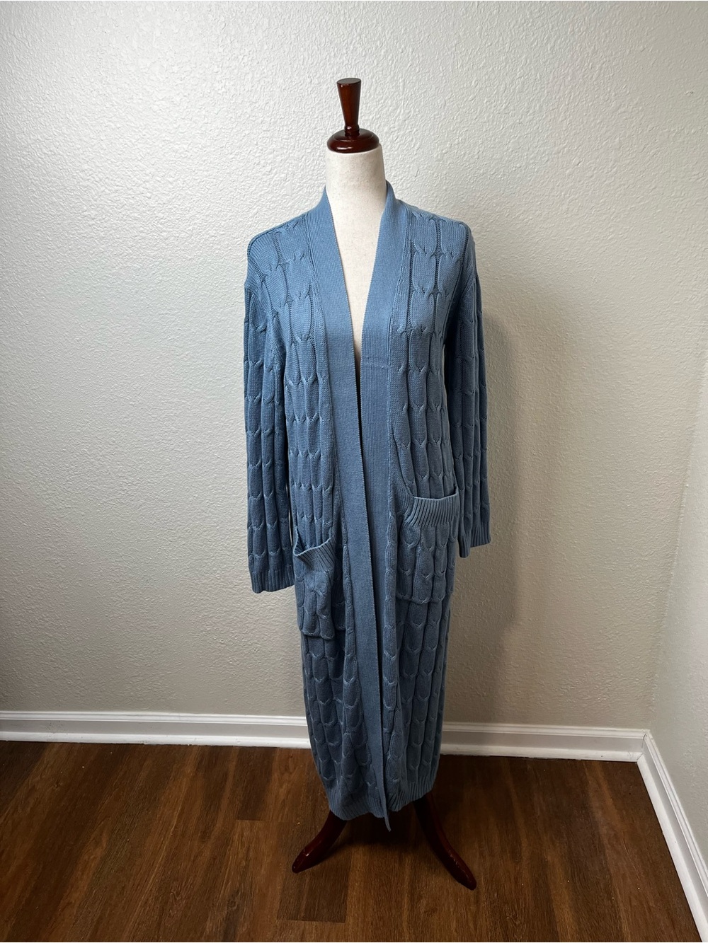 Sablyn Blue Cable Knit Duster Blue Long Cardigan Size M